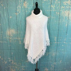Energie White  Knit Turtle Neck One Size Poncho